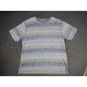 ROWM Mens XL Blue Grey Space Dye Striped Short Sleeve Crew Neck T-Shirt
